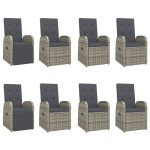 vidaXL Set mobilier grădină cu perne, 9 piese, gri, poliratan