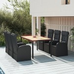 vidaXL Set mobilier de grădină cu perne, 7 piese, negru, poliratan vidaXL Set mobilier de grădină cu perne, 7 piese, negru, poliratan