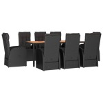 vidaXL Set mobilier de grădină cu perne, 9 piese, negru, poliratan