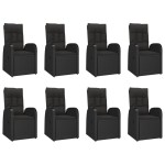 vidaXL Set mobilier de grădină cu perne, 9 piese, negru, poliratan
