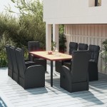 vidaXL Set mobilier de grădină cu perne, 9 piese, negru, poliratan vidaXL Set mobilier de grădină cu perne, 9 piese, negru, poliratan