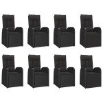 vidaXL Set mobilier de grădină cu perne, 9 piese, negru, poliratan vidaXL Set mobilier de grădină cu perne, 9 piese, negru, poliratan