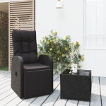 vidaXL Set șezlonguri grădină, 2 piese, negru, poliratan&oțel