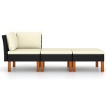 vidaXL Set mobilier grădină, 3 piese, poliratan & lemn masiv eucalipt vidaXL Set mobilier grădină, 3 piese, poliratan & lemn masiv eucalipt