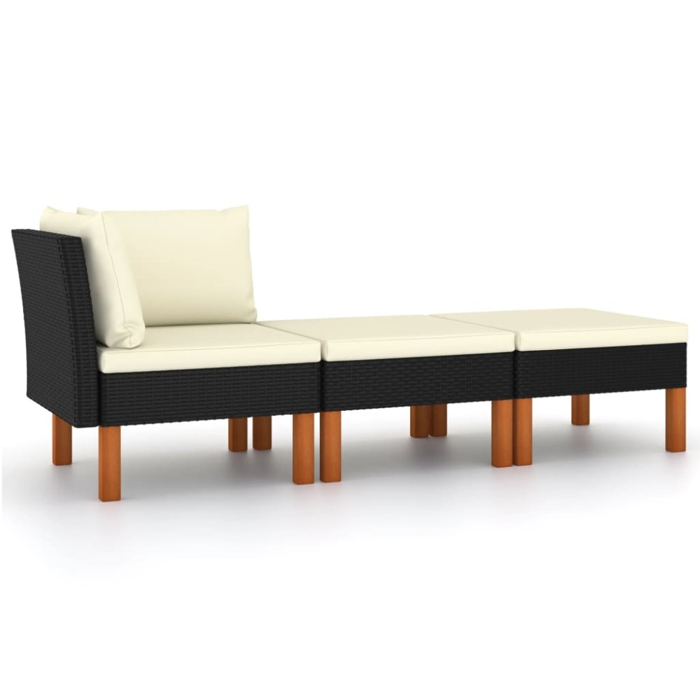 vidaXL Set mobilier grădină, 3 piese, poliratan & lemn masiv eucalipt