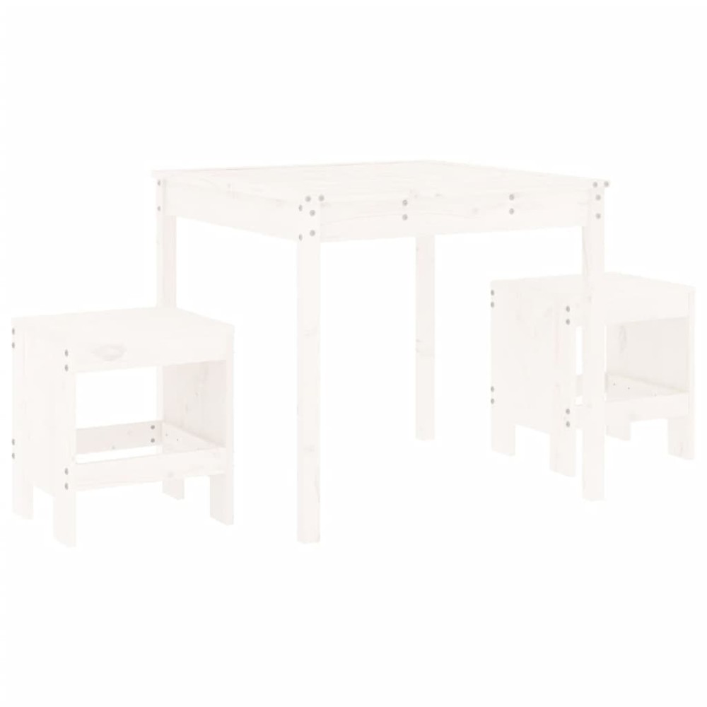 vidaXL Set bistro de grădină, 3 piese, alb, lemn masiv de pin