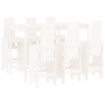 vidaXL Set bar de grădină, 7 piese, alb, lemn masiv de pin