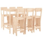 vidaXL Set bar de grădină, 7 piese, lemn masiv de pin