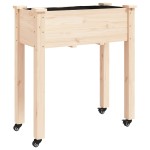 vidaXL Jardinieră cu roți și căptușeală 71x37x80 cm lemn masiv de brad vidaXL Jardinieră cu roți și căptușeală 71x37x80 cm lemn masiv de brad