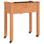 vidaXL Jardinieră cu roți & căptușeală maro 71x37x76cm lemn masiv brad vidaXL Jardinieră cu roți & căptușeală maro 71x37x76cm lemn masiv brad