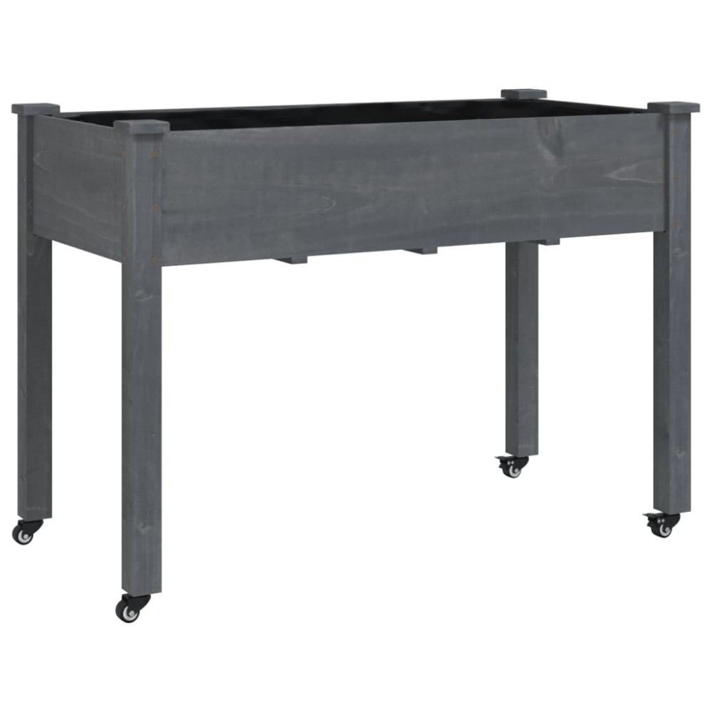 vidaXL Jardinieră pe roți cu căptușeală 118x59x80cm lemn masiv de brad