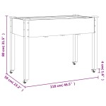 vidaXL Jardinieră pe roți cu căptușeală 118x59x80cm lemn masiv de brad vidaXL Jardinieră pe roți cu căptușeală 118x59x80cm lemn masiv de brad