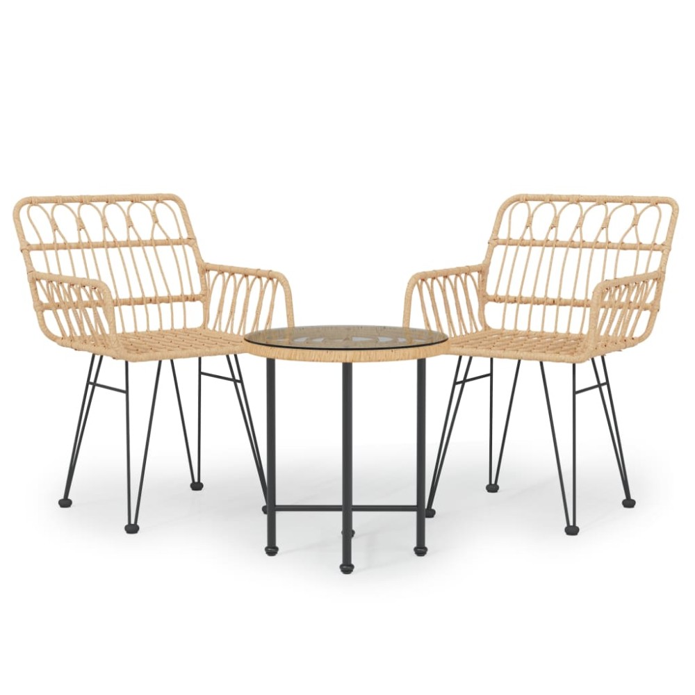 vidaXL Set mobilier de grădină, 3 piese, poliratan