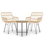 vidaXL Set mobilier de grădină, 3 piese, poliratan