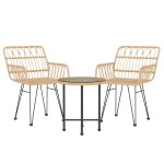 vidaXL Set mobilier de grădină, 3 piese, poliratan