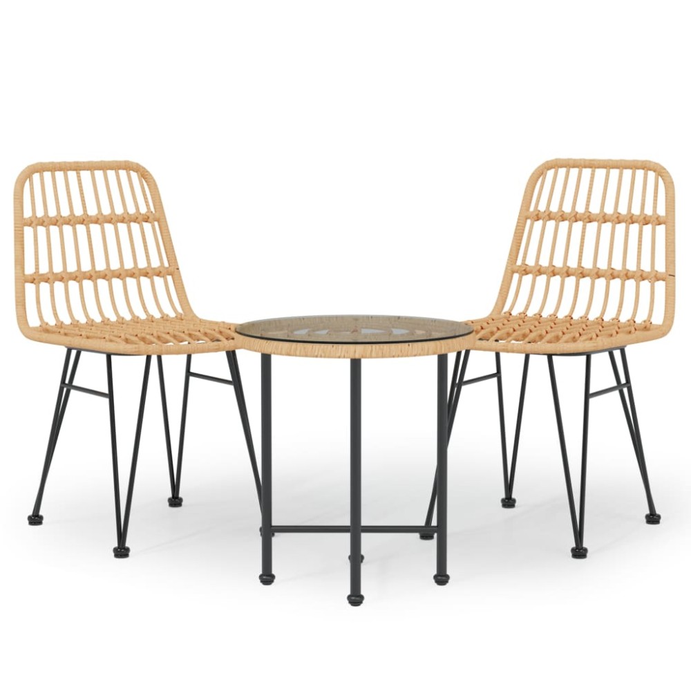 vidaXL Set mobilier de grădină, 3 piese, poliratan