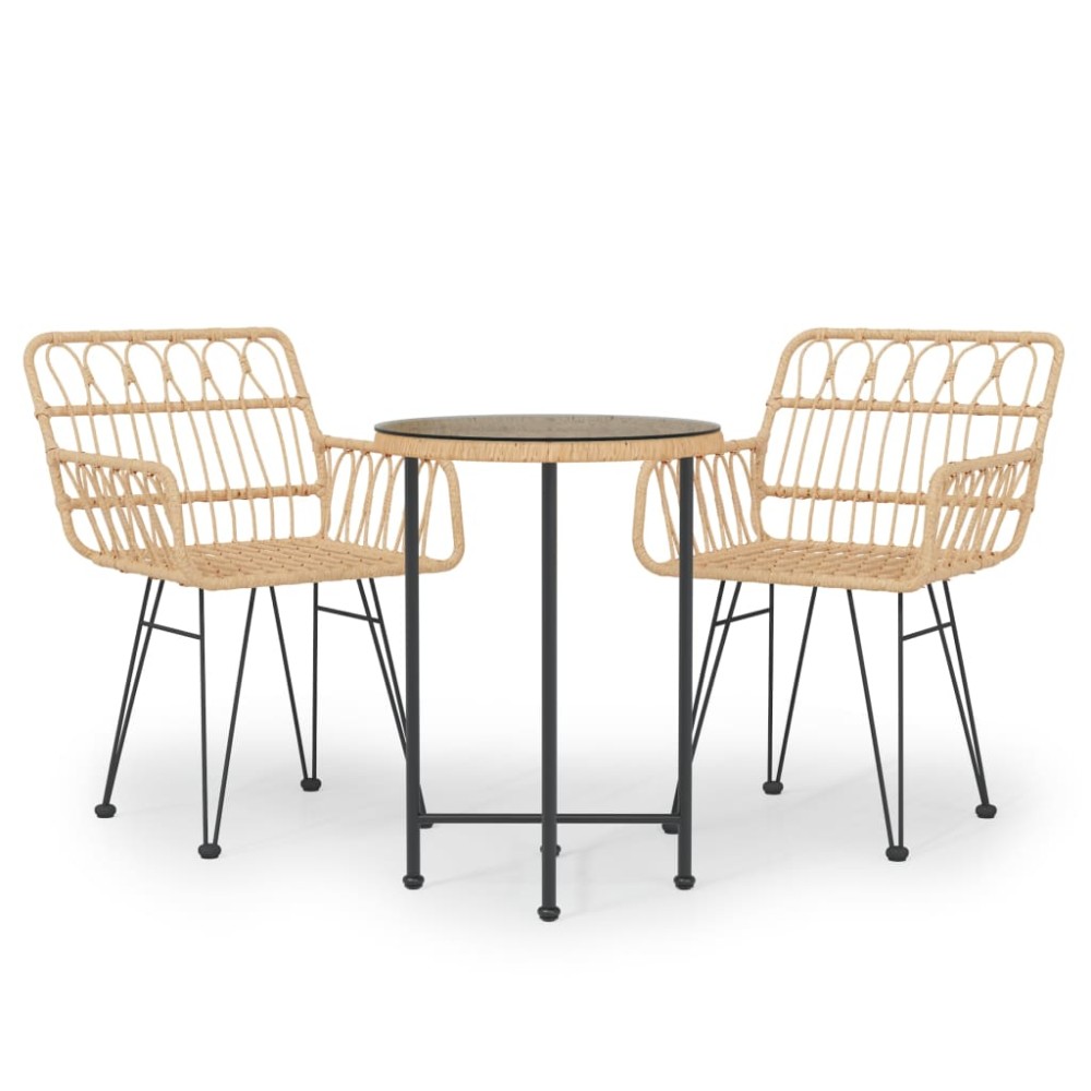 vidaXL Set mobilier de grădină, 3 piese, poliratan