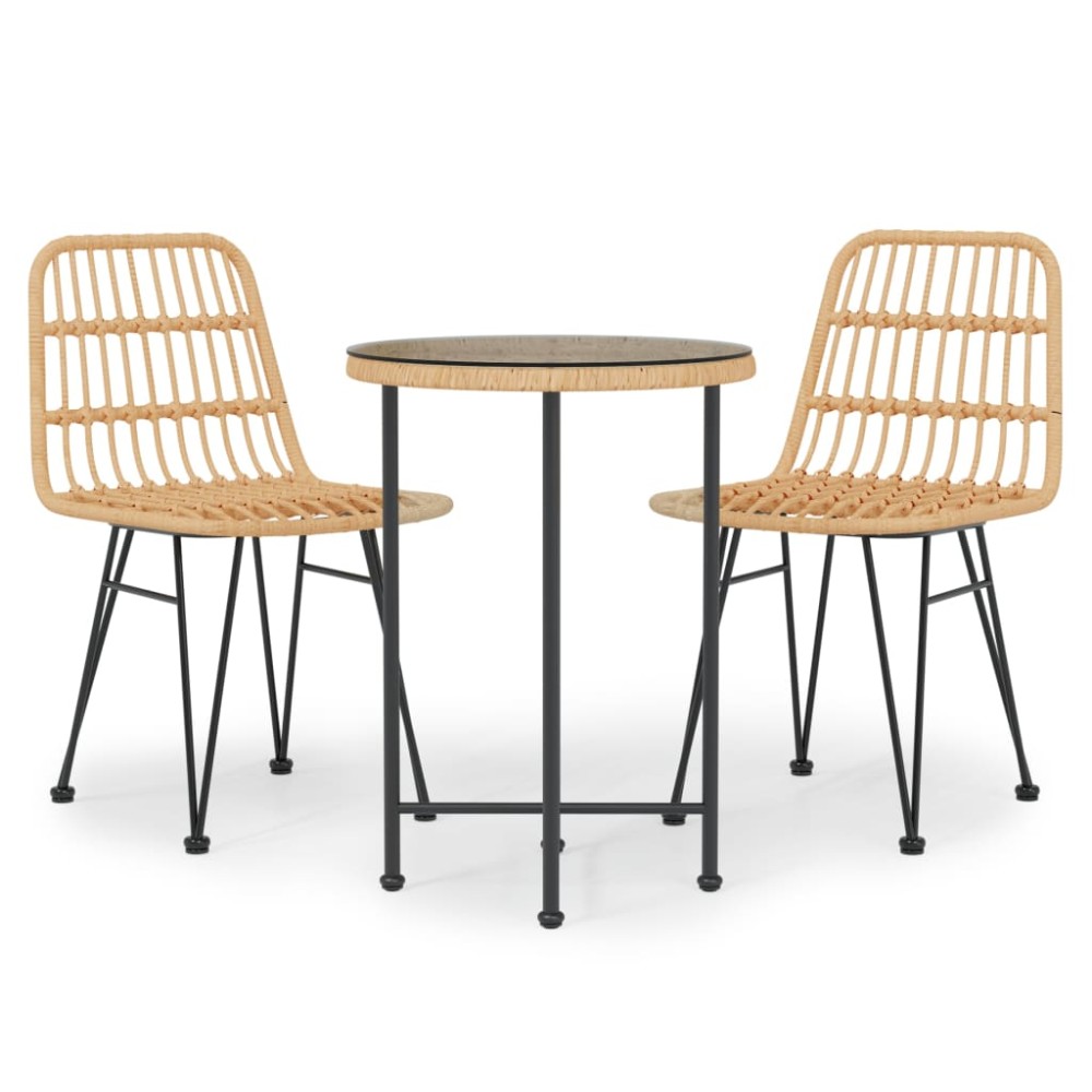 vidaXL Set mobilier de grădină, 3 piese, poliratan