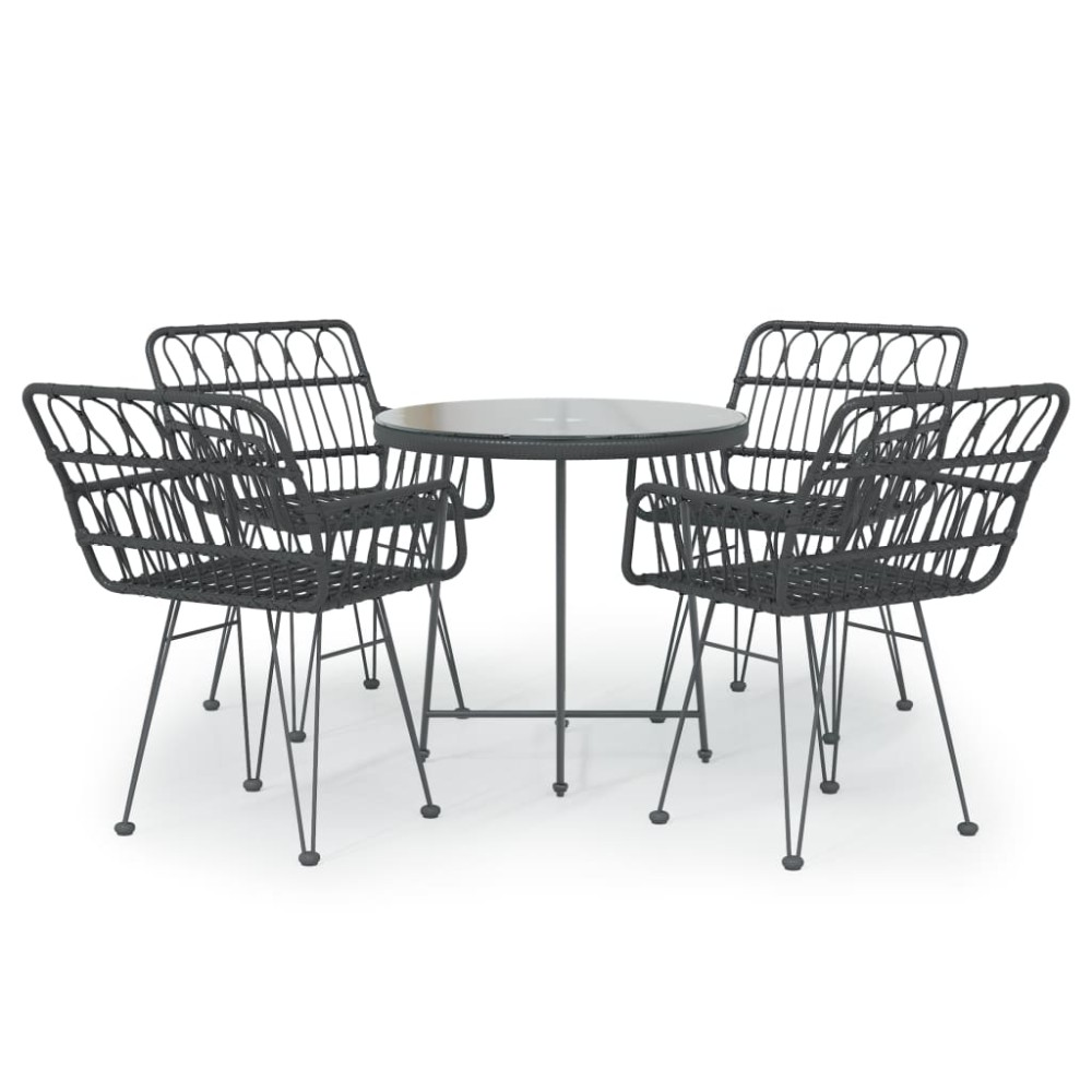 vidaXL Set mobilier de grădină, 5 piese, negru, poliratan