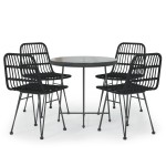 vidaXL Set mobilier de grădină, 5 piese, negru, poliratan vidaXL Set mobilier de grădină, 5 piese, negru, poliratan