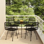 vidaXL Set mobilier de grădină, 5 piese, negru, poliratan vidaXL Set mobilier de grădină, 5 piese, negru, poliratan