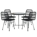 vidaXL Set mobilier de grădină, 5 piese, negru, poliratan vidaXL Set mobilier de grădină, 5 piese, negru, poliratan
