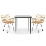 vidaXL Set mobilier de grădină, 3 piese, poliratan