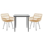 vidaXL Set mobilier de grădină, 3 piese, poliratan