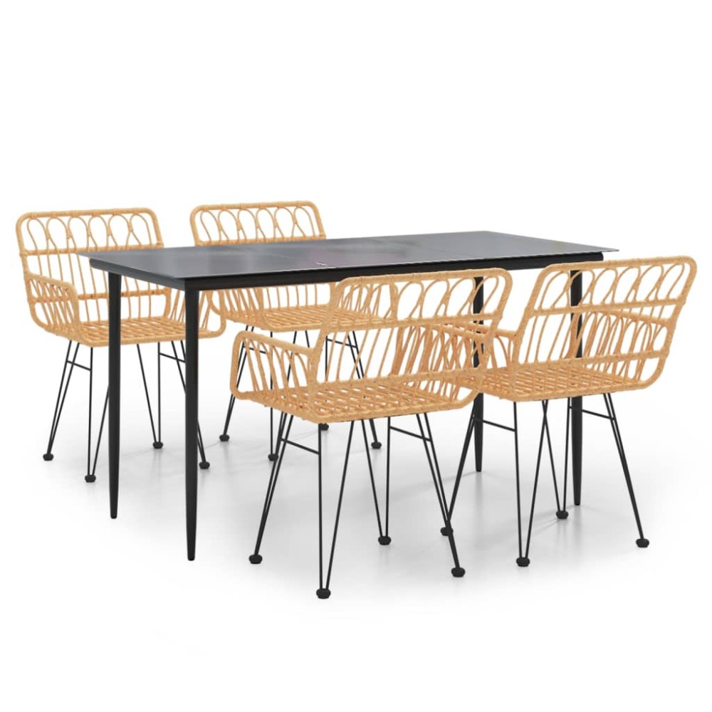 vidaXL Set mobilier de grădină, 5 piese, poliratan