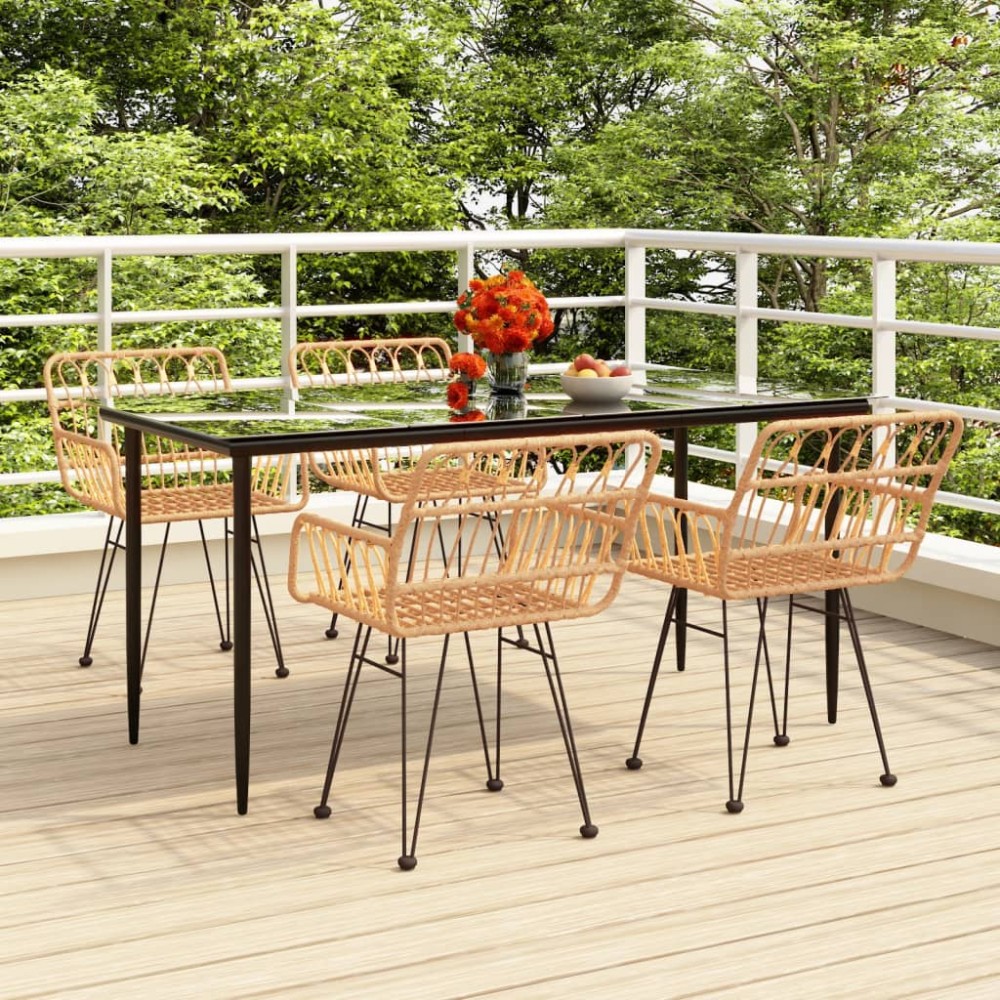 vidaXL Set mobilier de grădină, 5 piese, poliratan