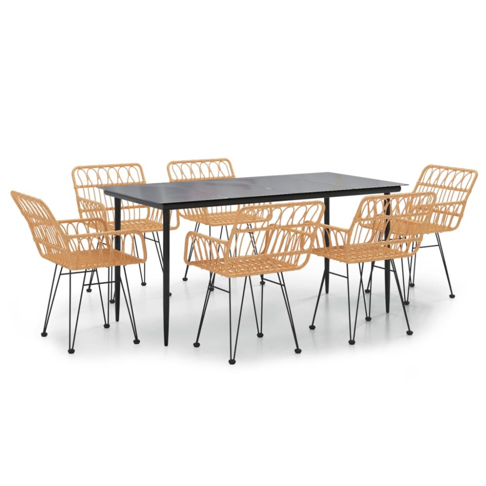 vidaXL Set mobilier de grădină, 7 piese, poliratan