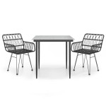 vidaXL Set mobilier de grădină, 3 piese, negru, poliratan vidaXL Set mobilier de grădină, 3 piese, negru, poliratan