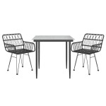 vidaXL Set mobilier de grădină, 3 piese, negru, poliratan vidaXL Set mobilier de grădină, 3 piese, negru, poliratan