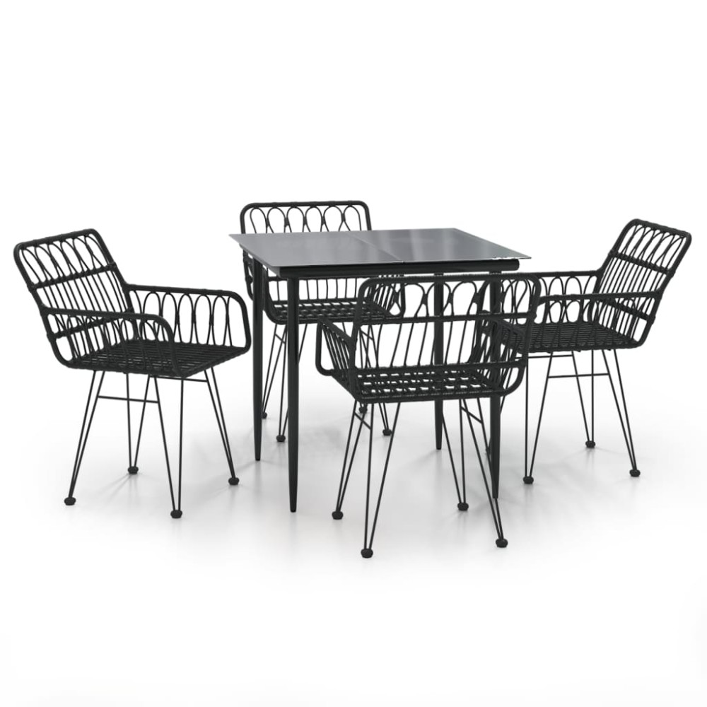 vidaXL Set mobilier de grădină, 5 piese, negru, poliratan