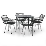 vidaXL Set mobilier de grădină, 5 piese, negru, poliratan