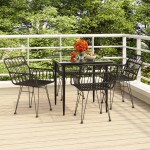 vidaXL Set mobilier de grădină, 5 piese, negru, poliratan