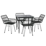 vidaXL Set mobilier de grădină, 5 piese, negru, poliratan