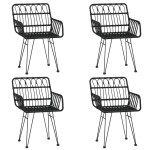 vidaXL Set mobilier de grădină, 5 piese, negru, poliratan