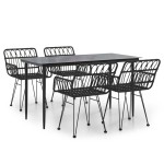 vidaXL Set mobilier de grădină, 5 piese, negru, poliratan