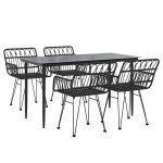 vidaXL Set mobilier de grădină, 5 piese, negru, poliratan