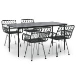 vidaXL Set mobilier de grădină, 5 piese, negru, poliratan