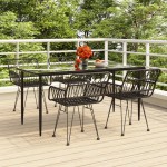 vidaXL Set mobilier de grădină, 5 piese, negru, poliratan
