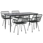 vidaXL Set mobilier de grădină, 5 piese, negru, poliratan