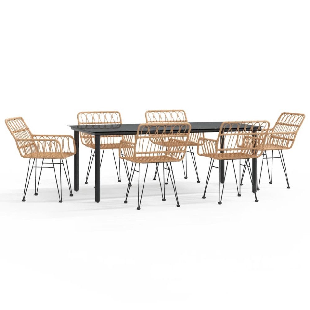vidaXL Set mobilier de grădină, 7 piese, poliratan