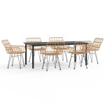 vidaXL Set mobilier de grădină, 7 piese, poliratan