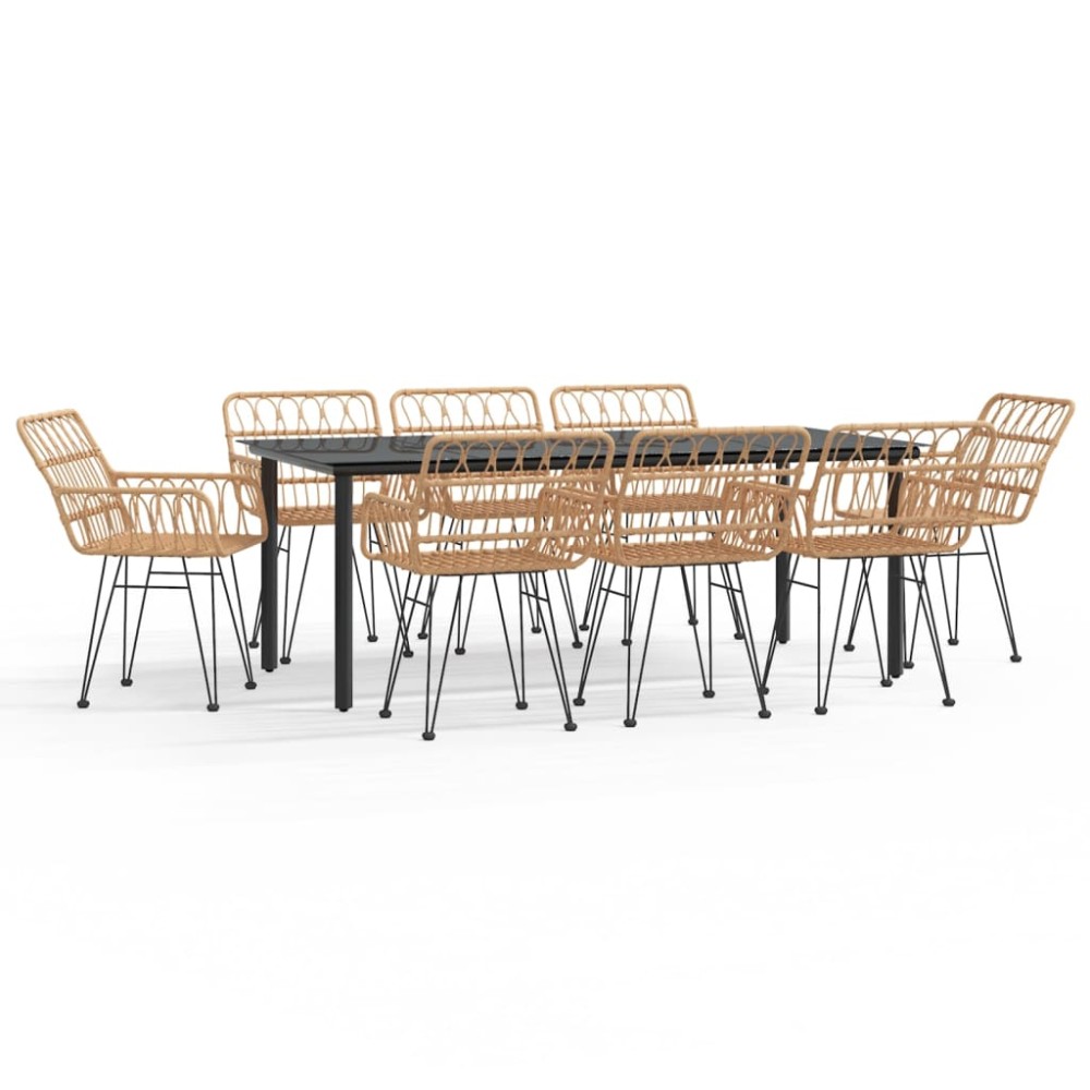 vidaXL Set mobilier de grădină, 9 piese, poliratan