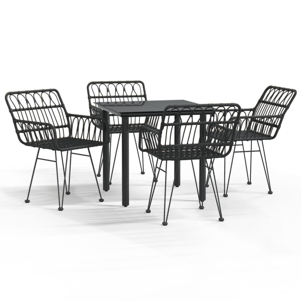 vidaXL Set mobilier de grădină, 5 piese, negru, poliratan