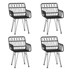 vidaXL Set mobilier de grădină, 5 piese, negru, poliratan vidaXL Set mobilier de grădină, 5 piese, negru, poliratan