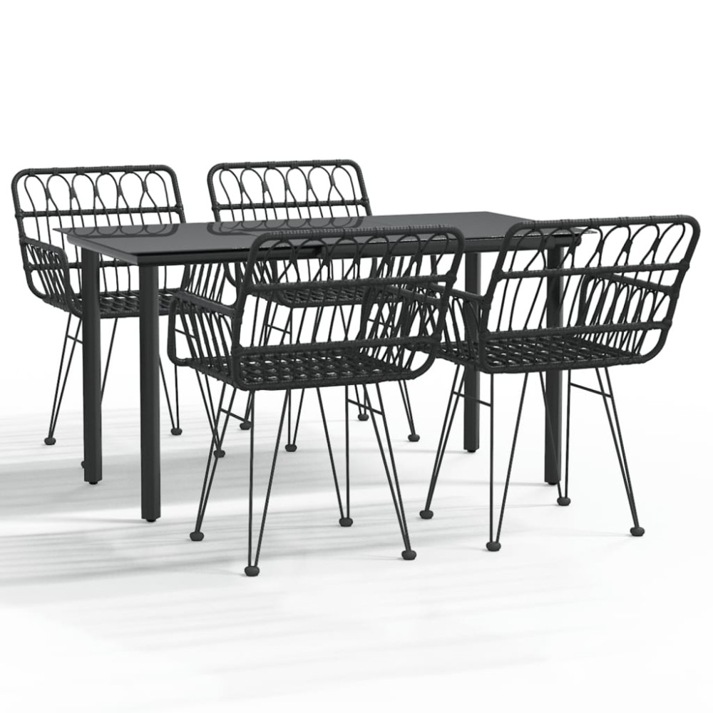 vidaXL Set mobilier de grădină, 5 piese, negru, poliratan