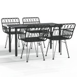 vidaXL Set mobilier de grădină, 5 piese, negru, poliratan